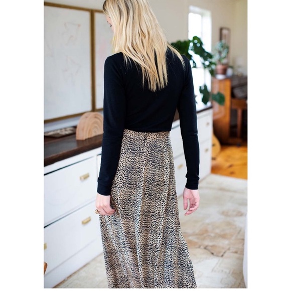 Emerson Fry Little Cheetah Print  Midi Skirt Size XS Tan Black 100% Silk - Picture 4 of 10